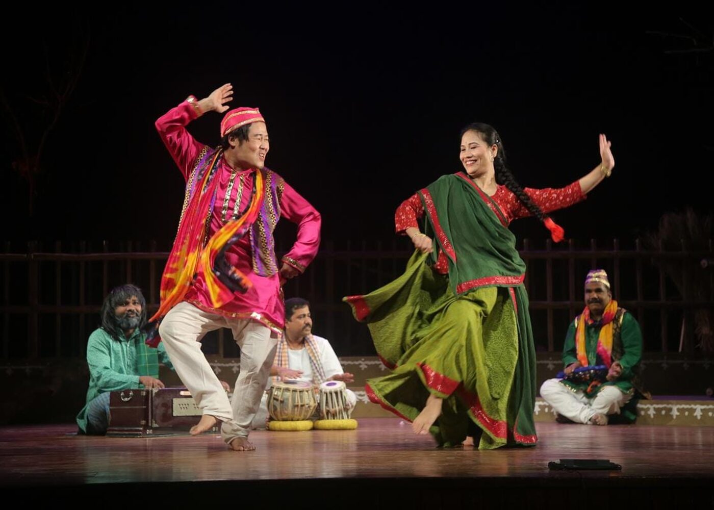 Theatre artists performing on stage during a National School of Drama festival production